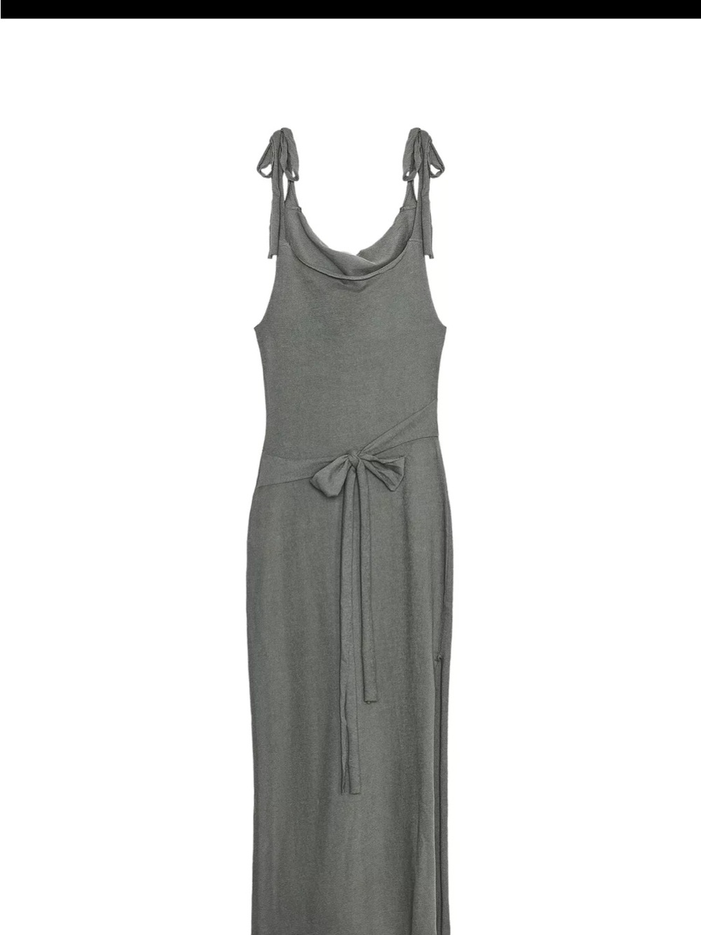 Zara Gray Tie-Shoulder Cowl Maxi Dress